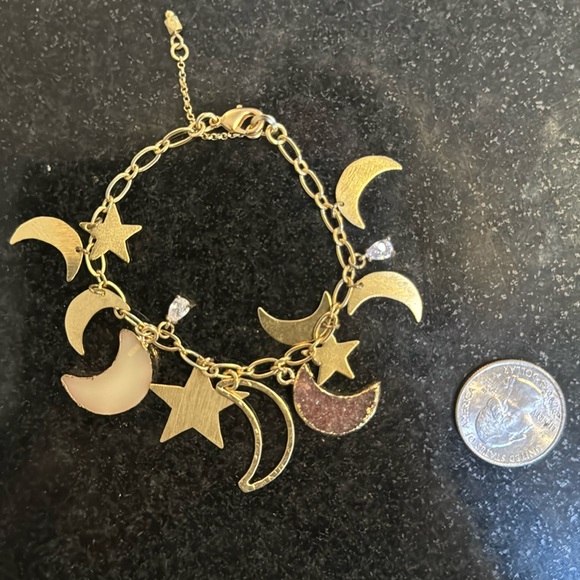 Anthropologie-celestrial moon star charm bracelet gold - Picture 1 of 2